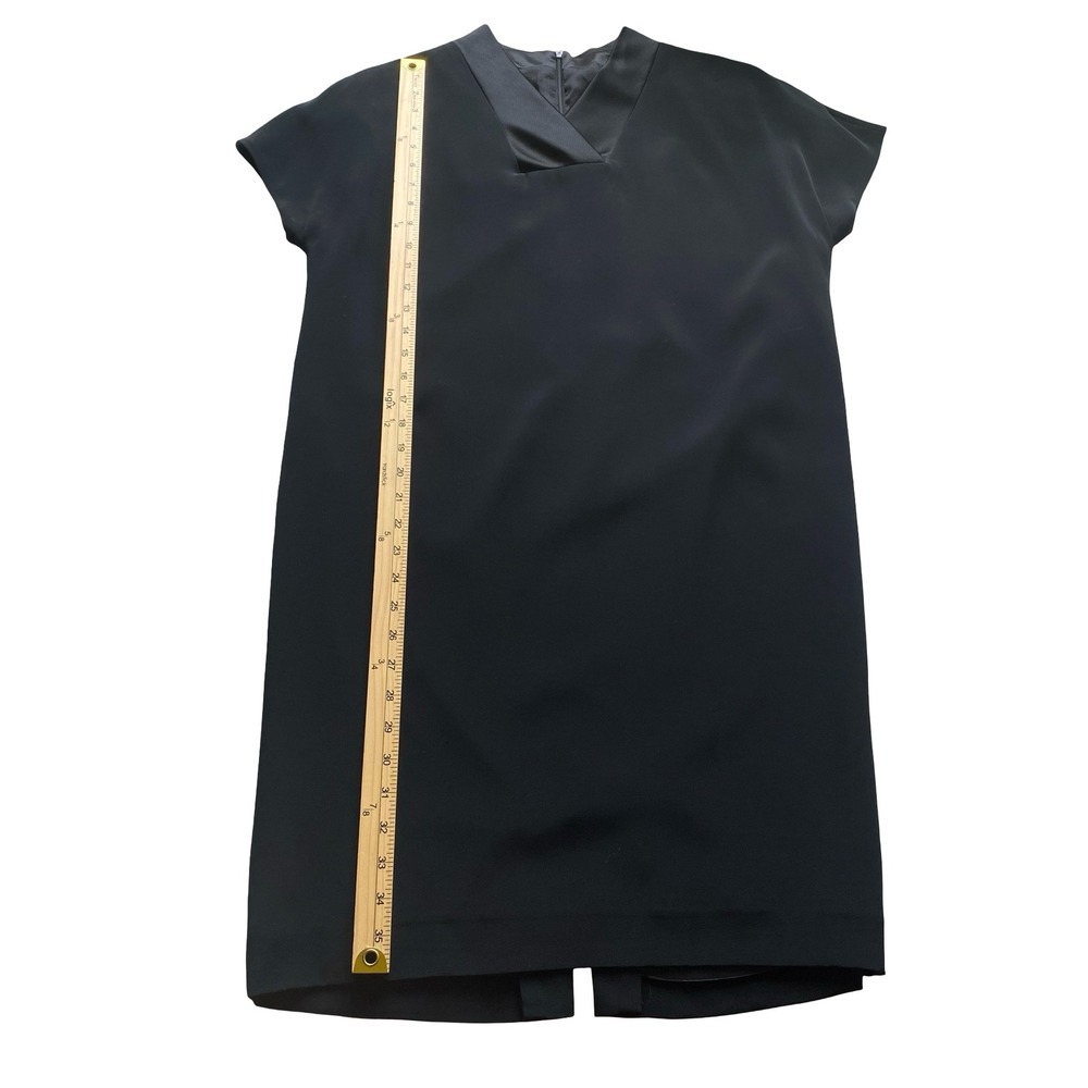 Jones New York Black V Neck Dress Satin Trim Cap Sleeve Women's Size 10 - Picture 11 of 11